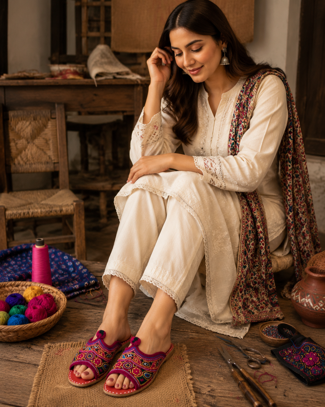 Mehroon Heritage Handcrafted Kolhapuri Slider