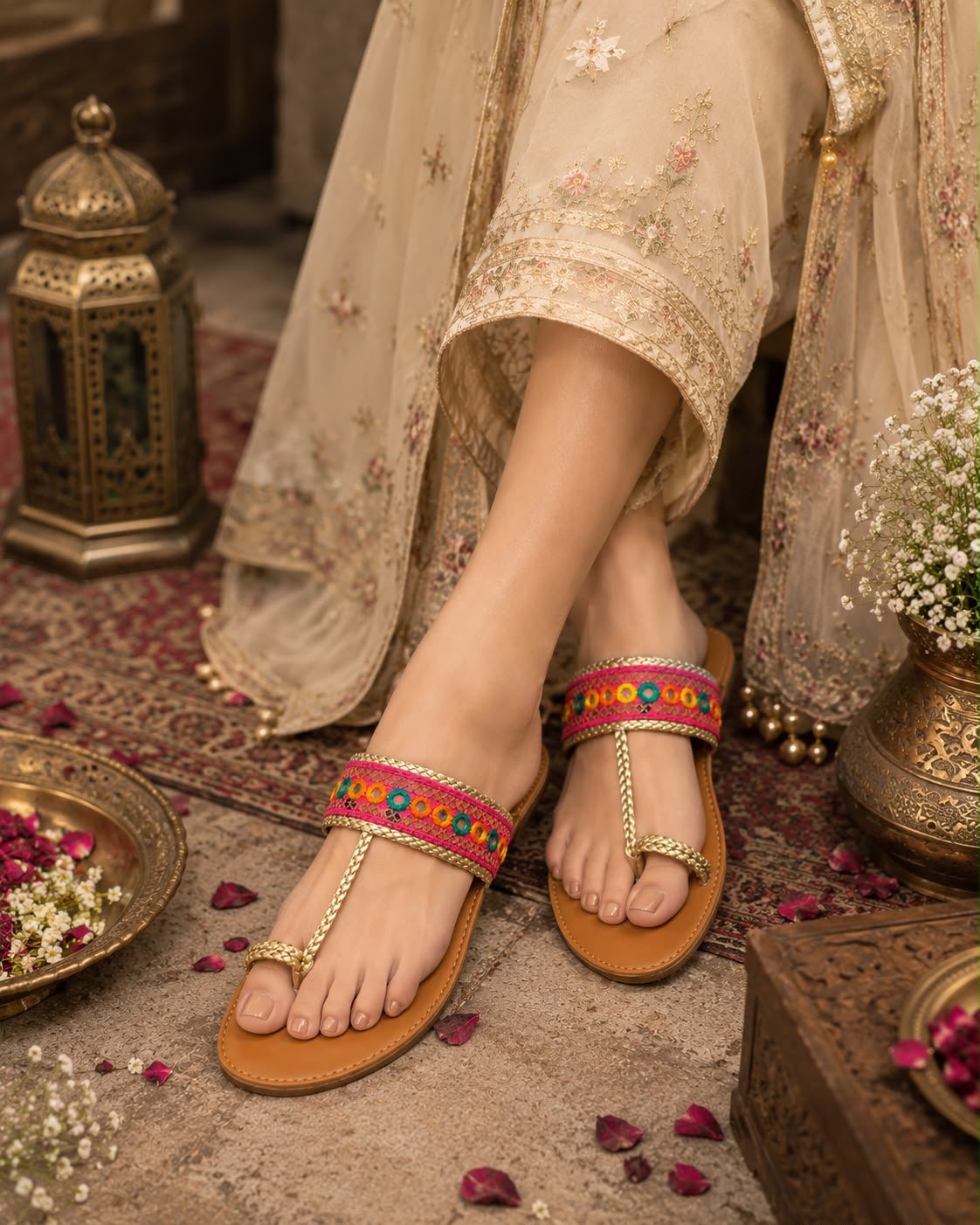 Royal Multicolor Embroidered Kolapuri