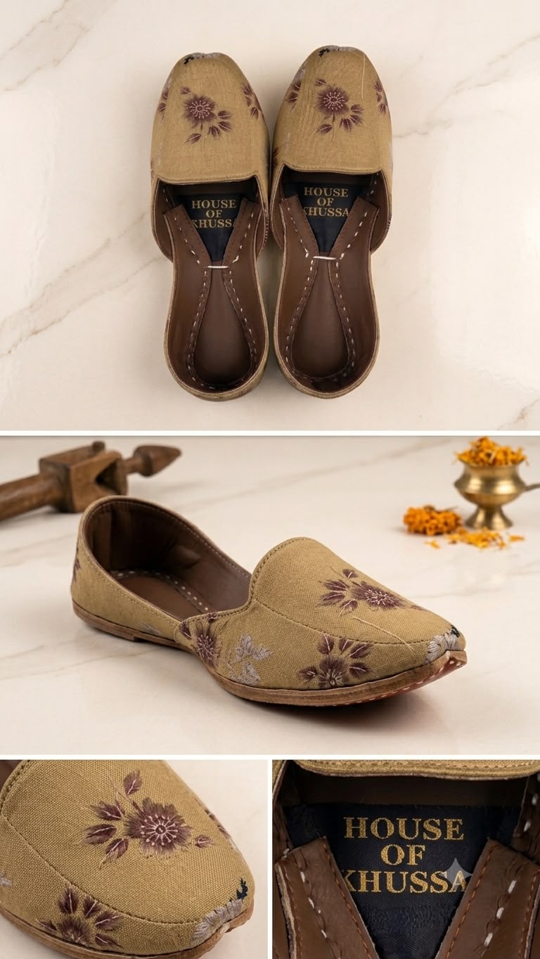 Classic Beige Floral Khussa