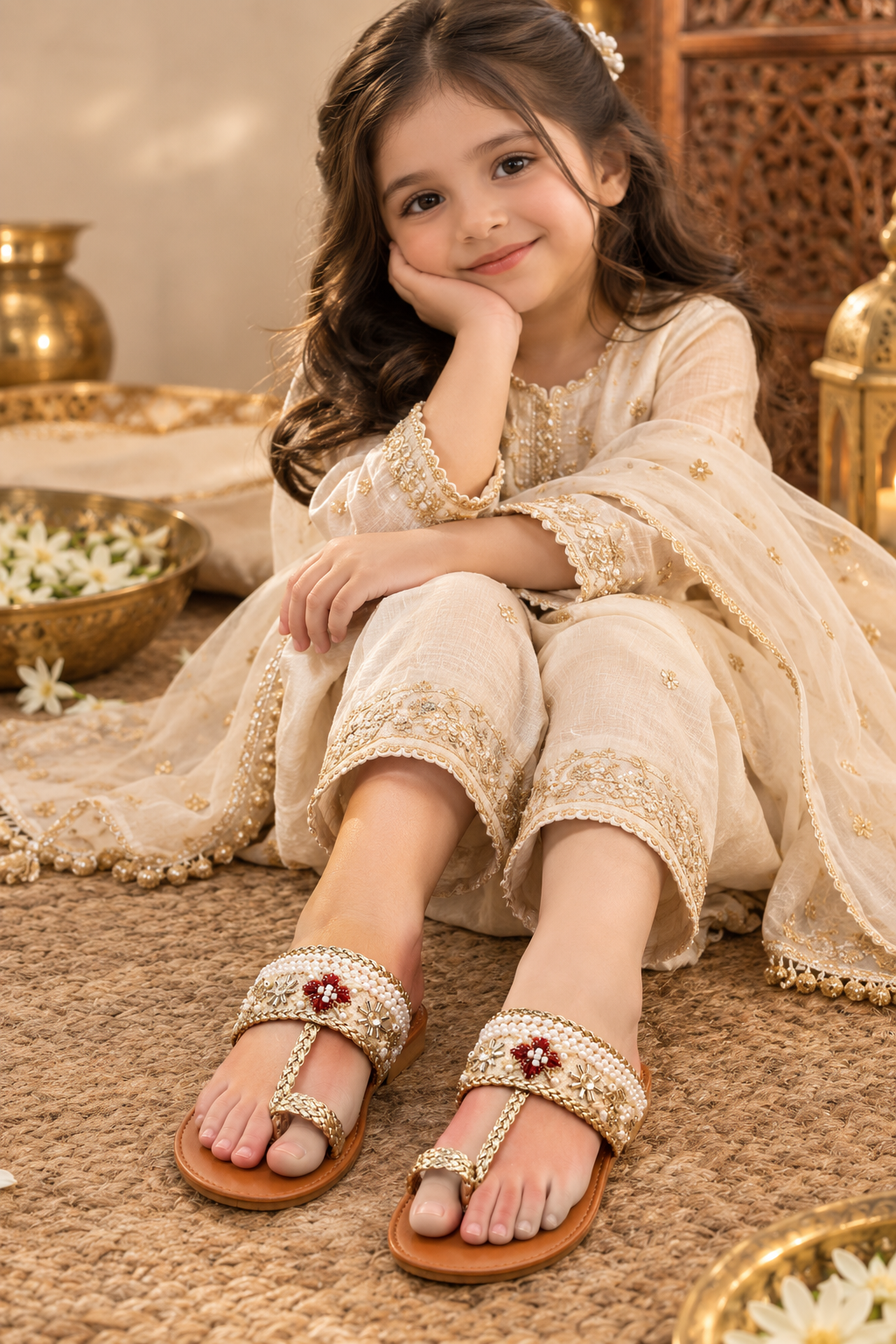 Meher Pearl Kids kolhapuri