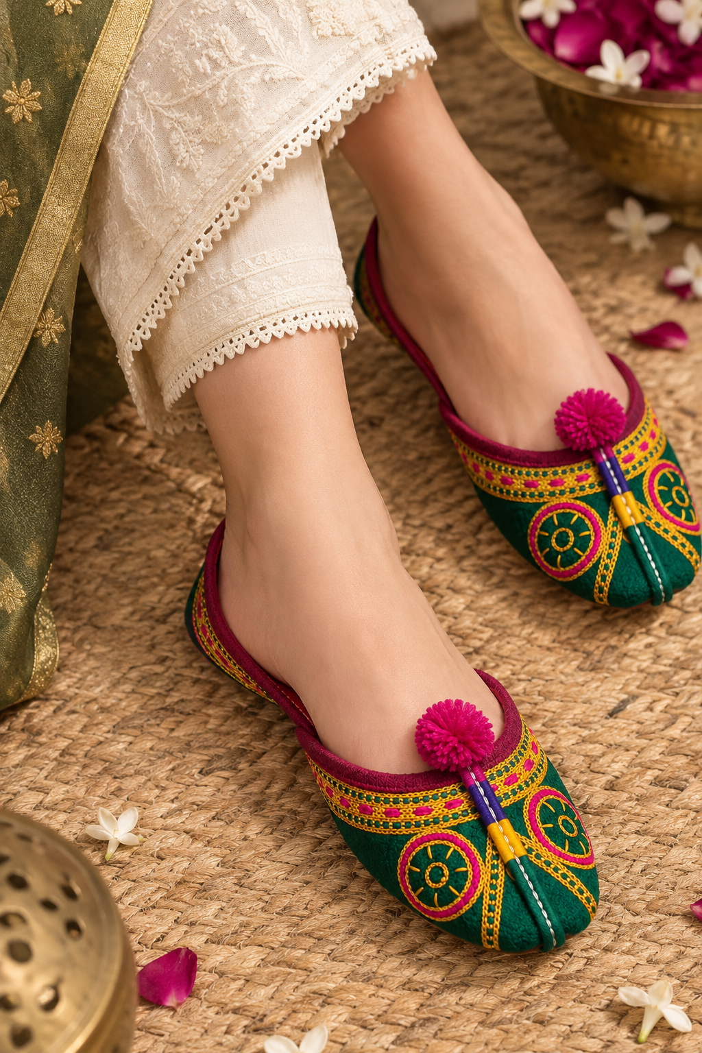 Emerald Royal Embroidered Khussa