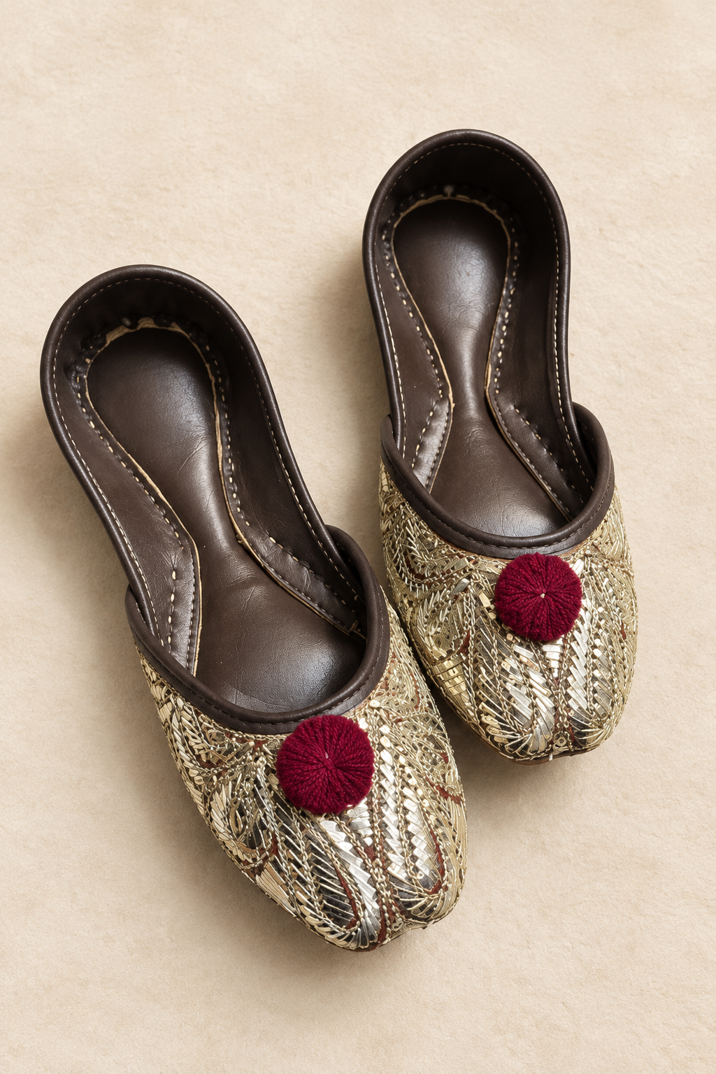 Royal Maroon Pom-Pom Khussa