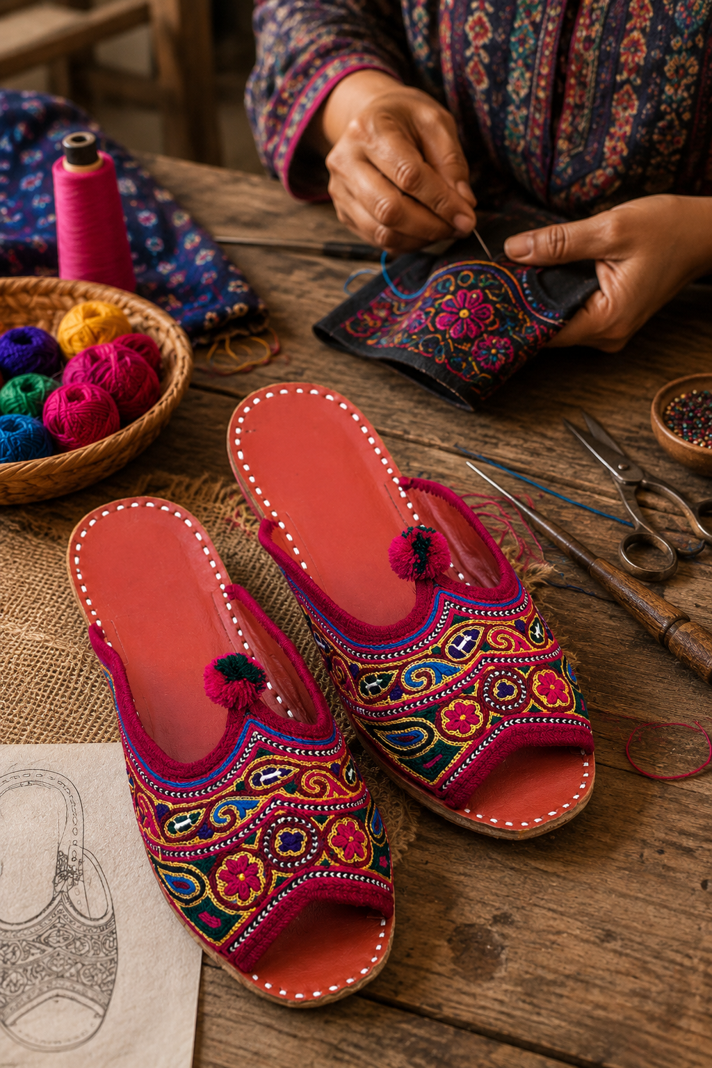 Mehroon Heritage Handcrafted Kolhapuri Slider