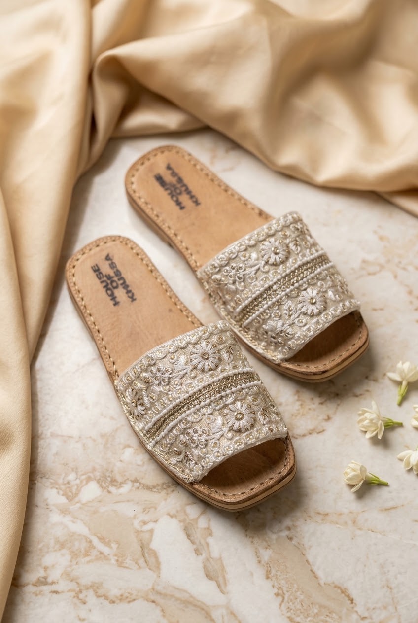 Graceful Ivory Pearl & Zari Slider