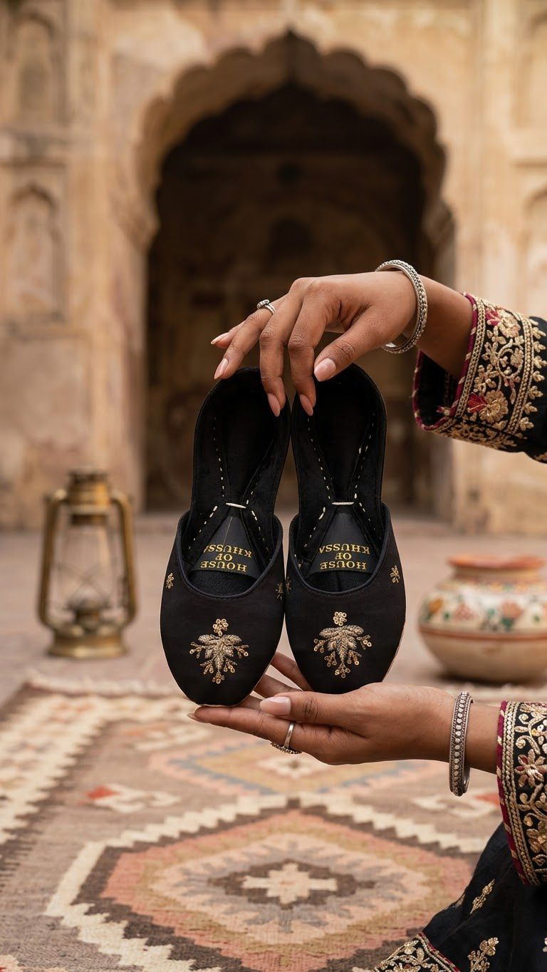 Noor-e-Zari Black Embroidered Khussa
