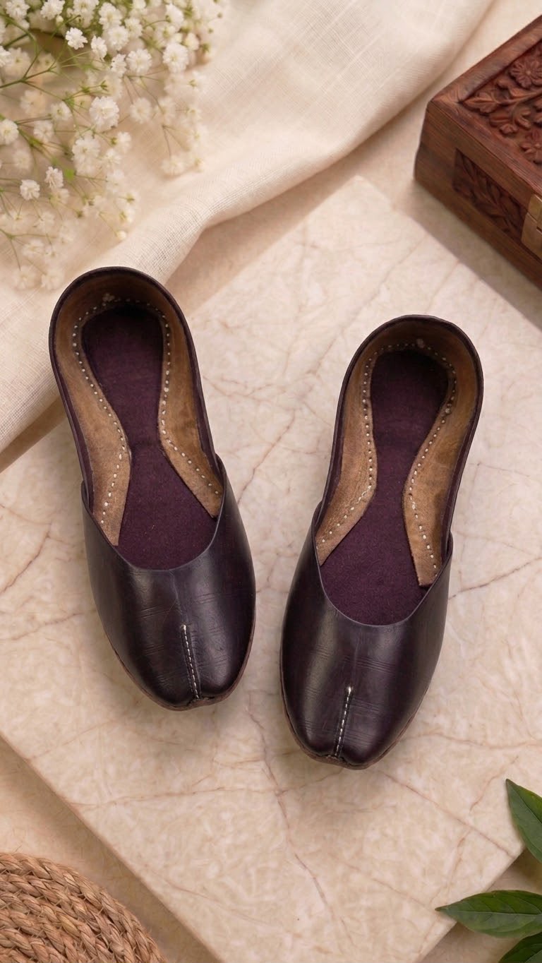 Deep Burgundy Leather Khussa