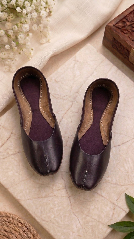 Deep Burgundy Leather Khussa